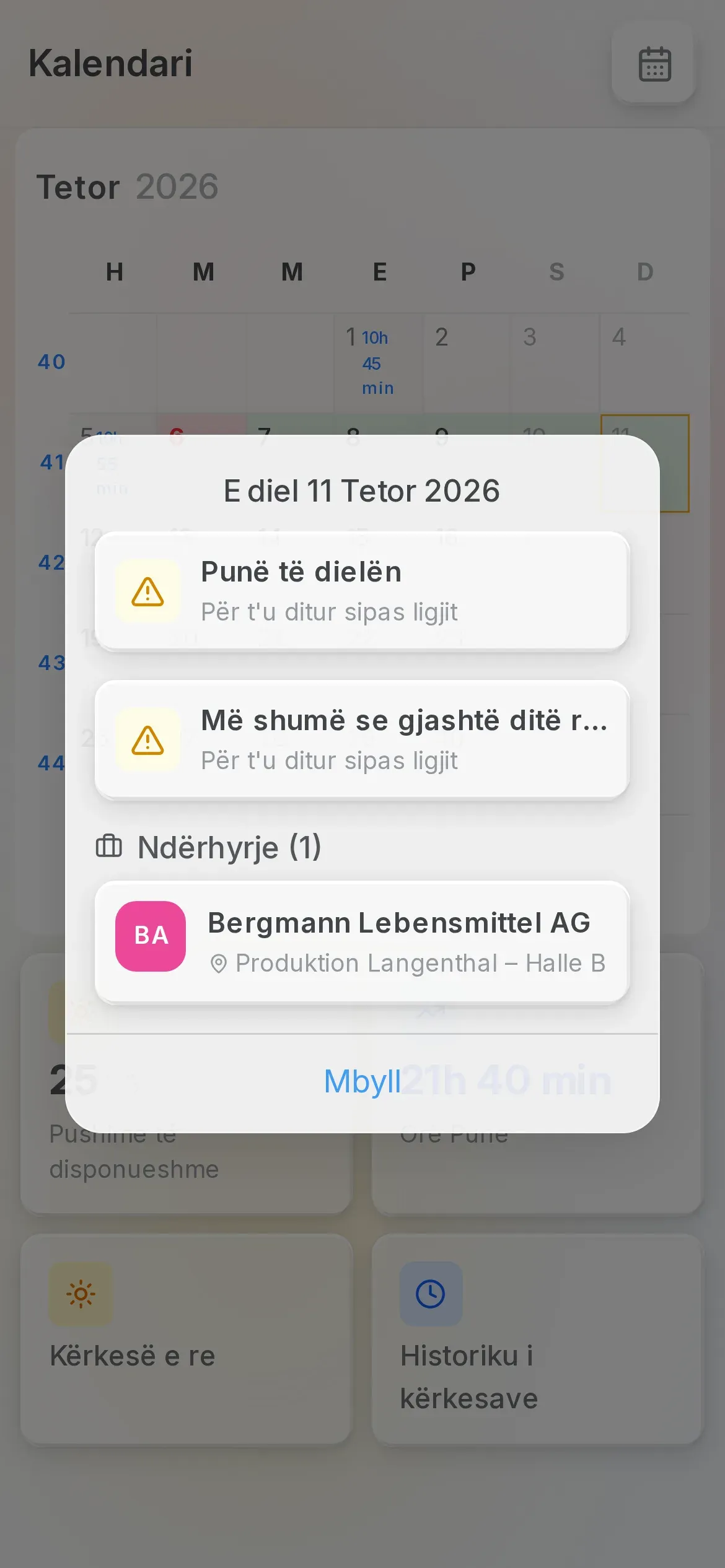 Njoftimet ligjore të javës në aplikacionin Oraria