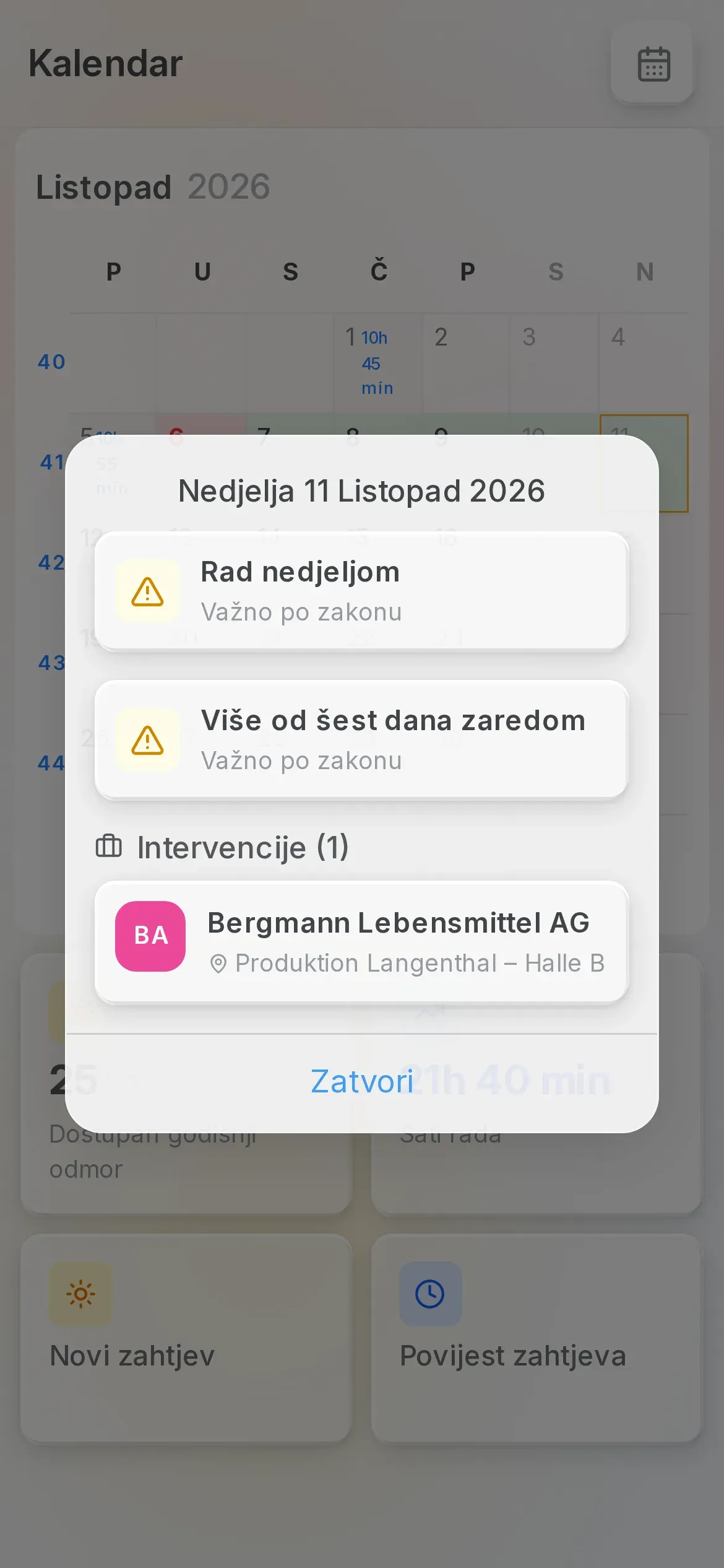 Zakonska upozorenja za tjedan u aplikaciji Oraria