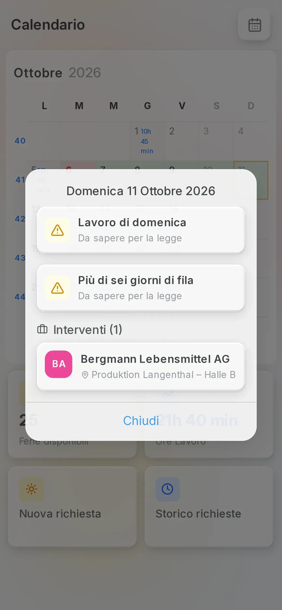 Gli avvisi di legge della settimana nell'app Oraria